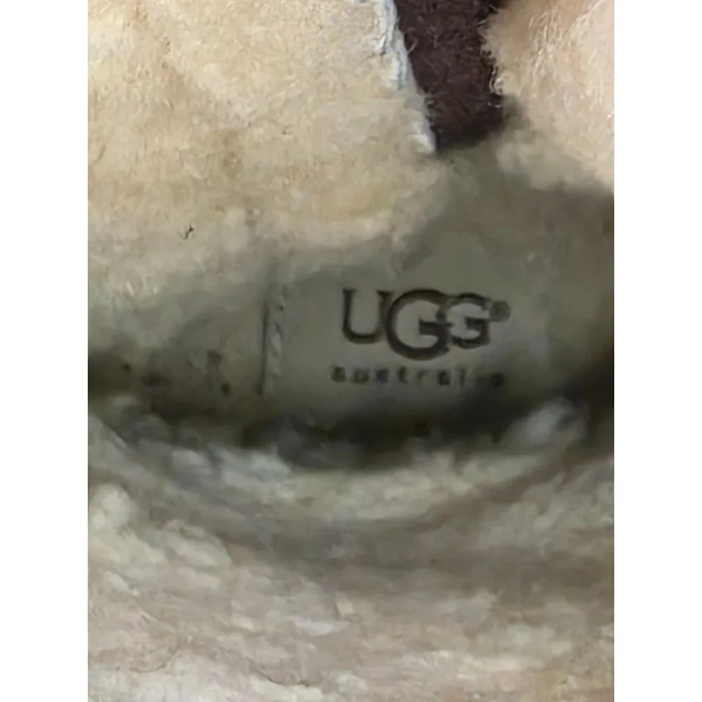 Ugg Brown Suede Leather Tall‎ Zip Boots With Shearling Lining LogoSize 5 Womens